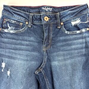 Edgely Low Rise Boyfriend Jean Dark Wash Distressed Womens Sz 8